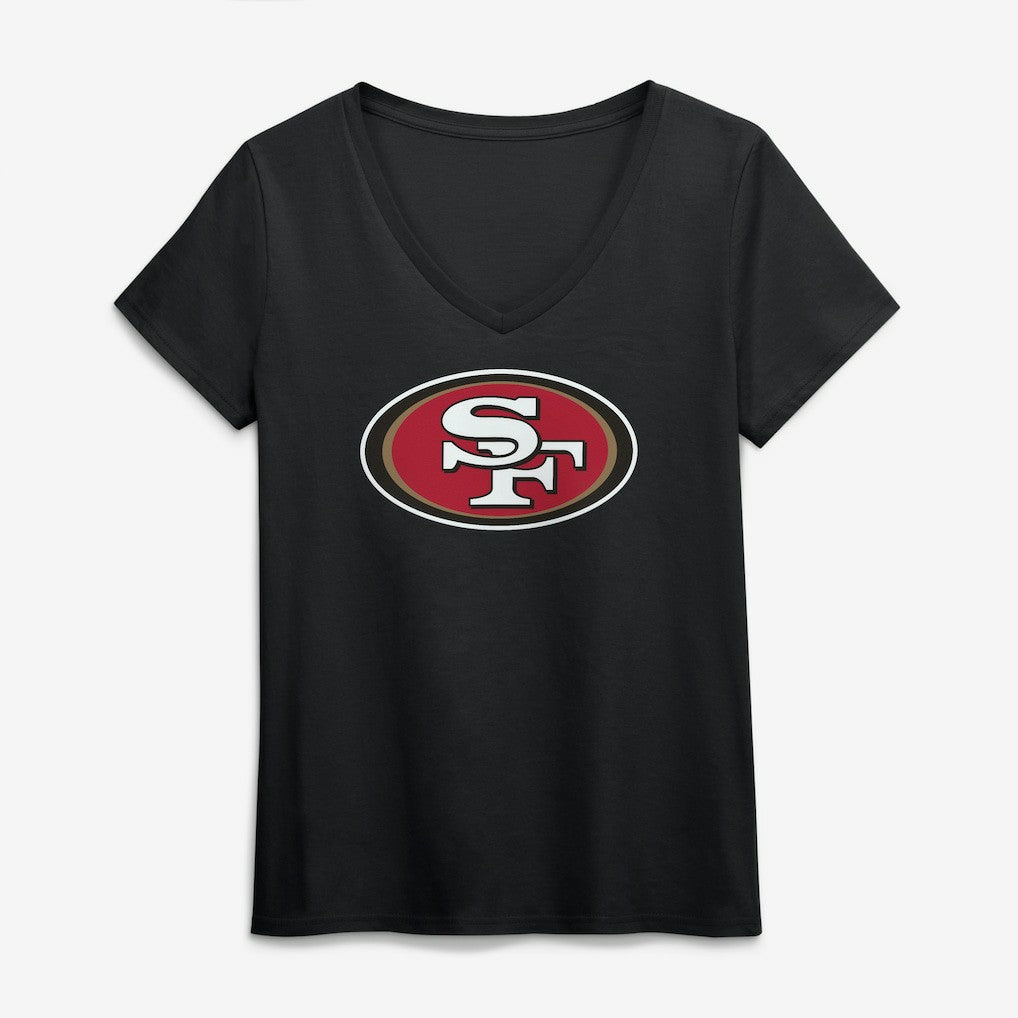 San Francisco 49ers Logo Athletic Women's Primary Logo V-Neck T-Shirt Black