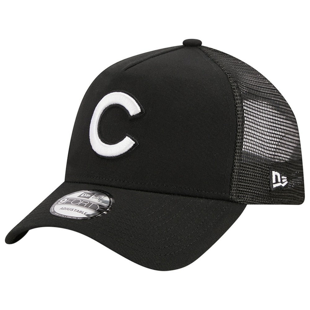 Chicago Cubs New Era A-Frame 9FORTY Trucker Adjustable Hat - Black Hats