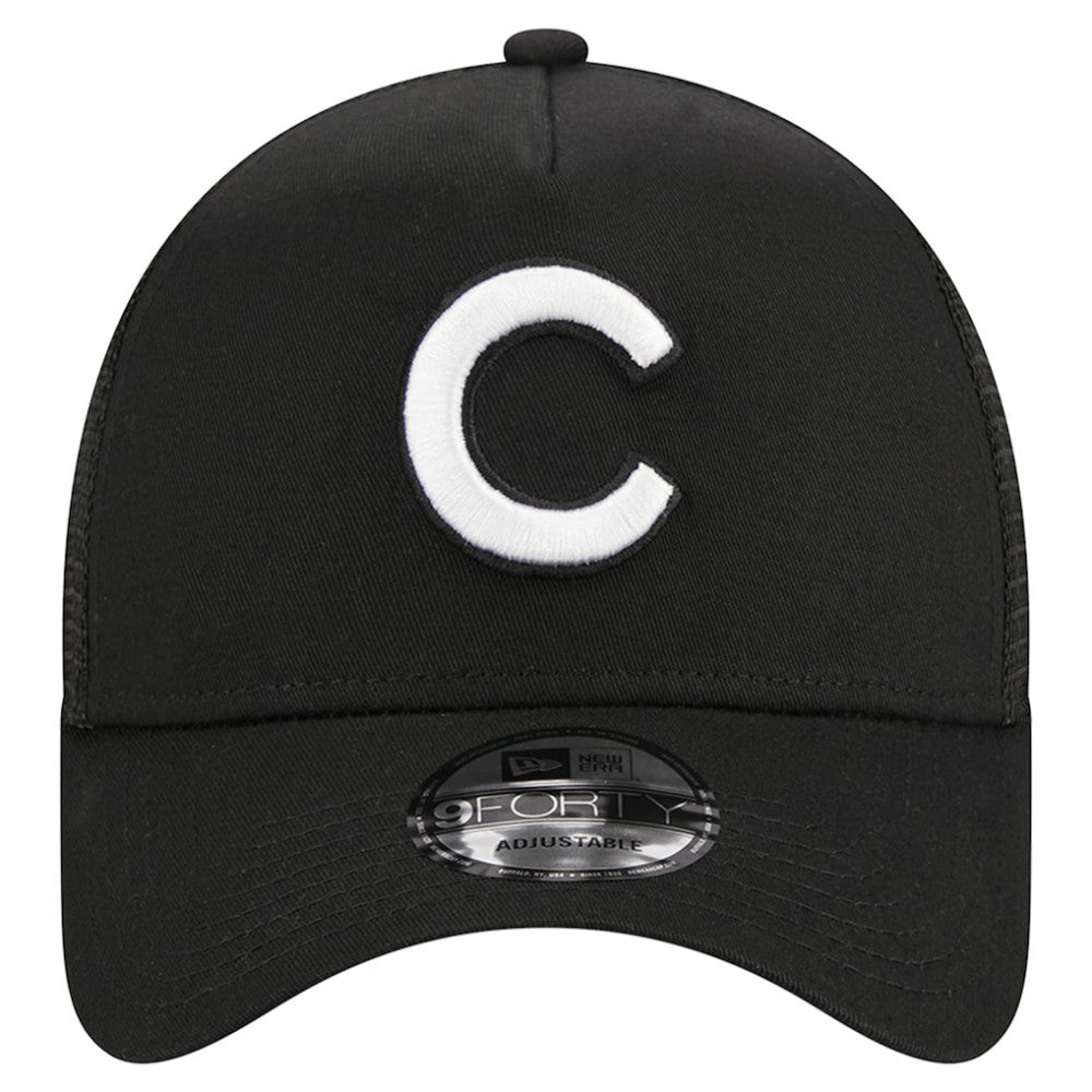 Chicago Cubs New Era A-Frame 9FORTY Trucker Adjustable Hat - Black Hats