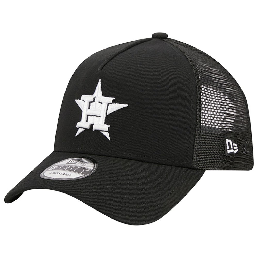 Houston Astros New Era A-Frame 9FORTY Trucker Adjustable Hat - Black Hats