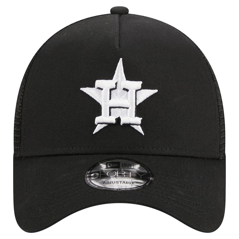 Houston Astros New Era A-Frame 9FORTY Trucker Adjustable Hat - Black Hats