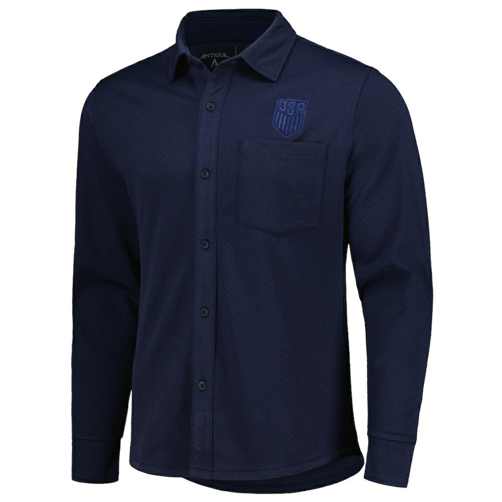 USMNT Antigua Streamer Diamond Button-Up Shacket Navy