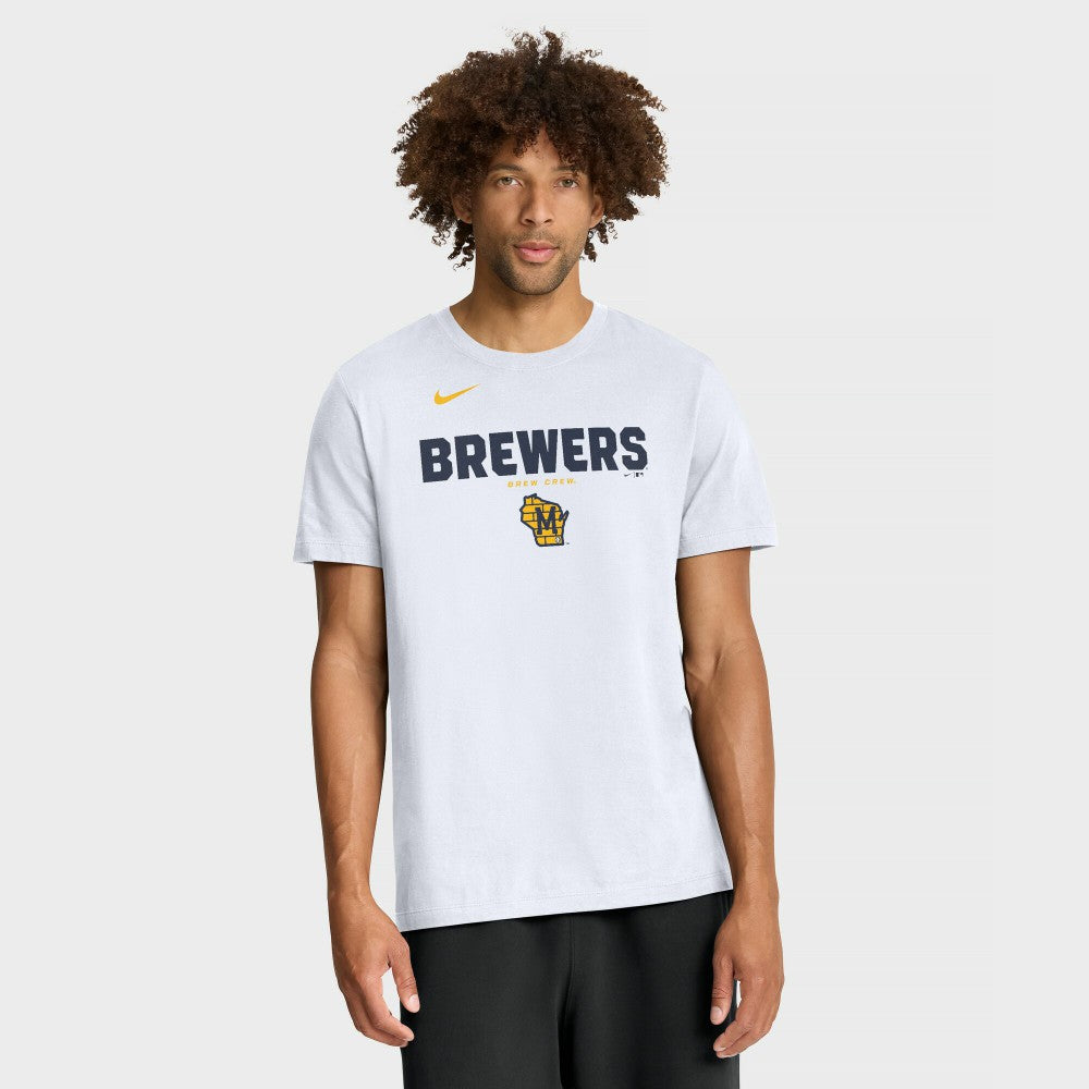 Milwaukee Brewers Nike Bold Team Name T-Shirt - White T-shirts