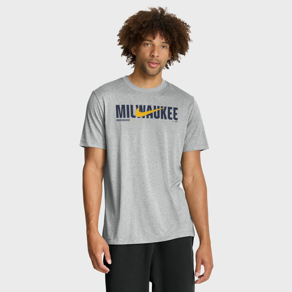 Milwaukee Brewers Nike Swoosh Legend Dri-FIT T-Shirt - Heather Gray T-shirts