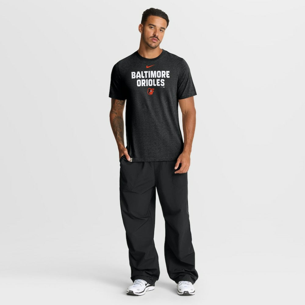 Baltimore Orioles Nike Stacked Tri-Blend T-Shirt - Heather Black T-shirts