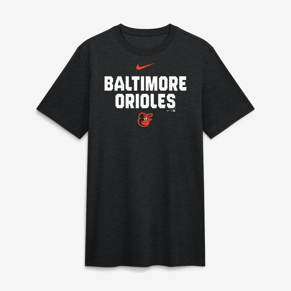 Baltimore Orioles Nike Stacked Tri-Blend T-Shirt - Heather Black T-shirts