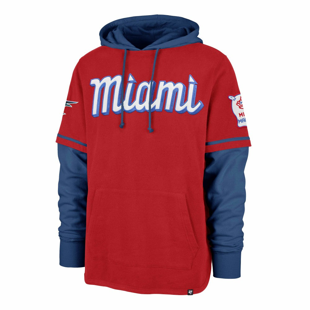 Miami Marlins '47 City Connect Trifecta Shortstop Pullover Hoodie - Red Hoodies
