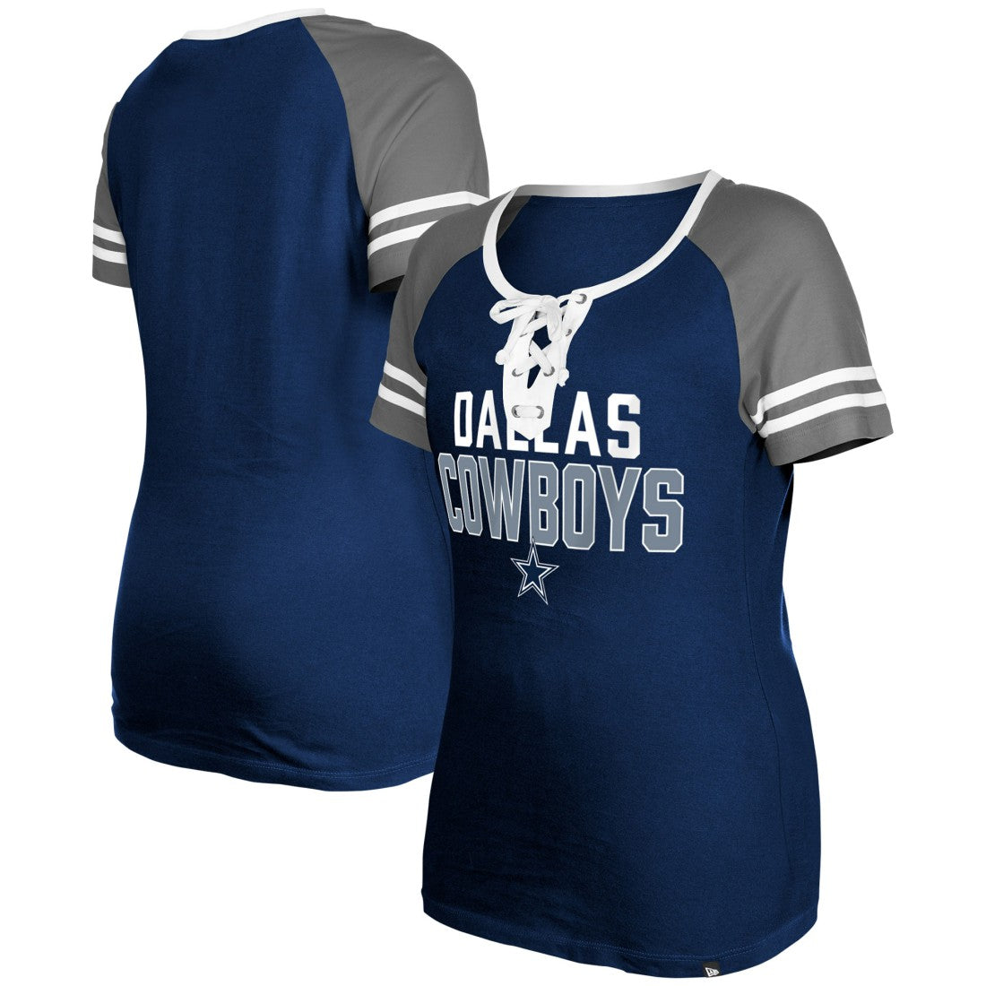 Dallas Cowboys New Era Women's Raglan Lace-Up T-Shirt Navy