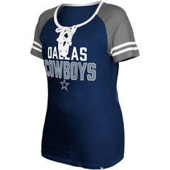 Dallas Cowboys New Era Women's Raglan Lace-Up T-Shirt Navy