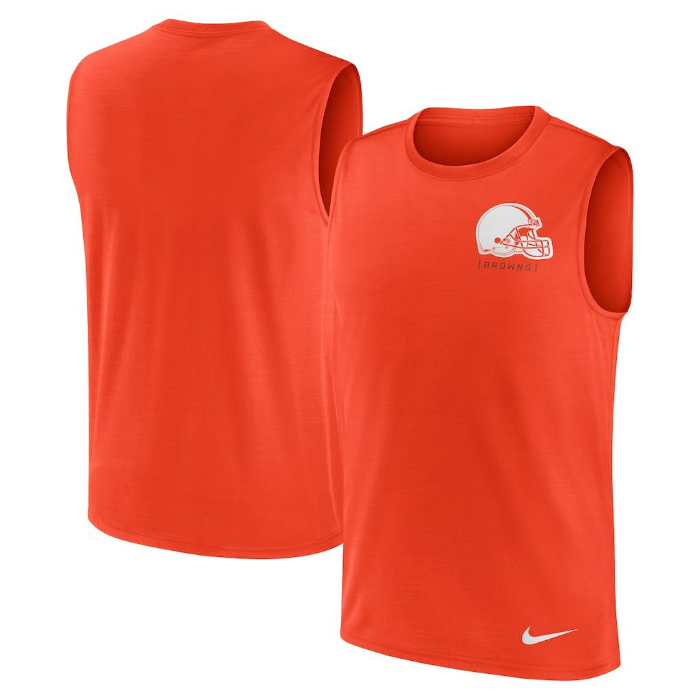 Cleveland Browns Large Logo Lightweight Dri-FIT Muscle Tank Top Orange