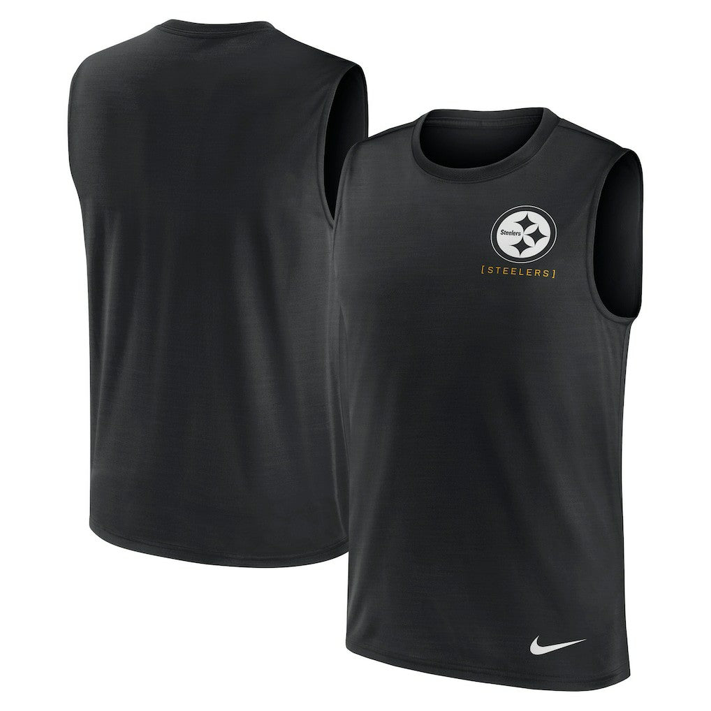 Pittsburgh Steelers Large Logo Lightweight Dri-FIT Muscle Tank Top Black