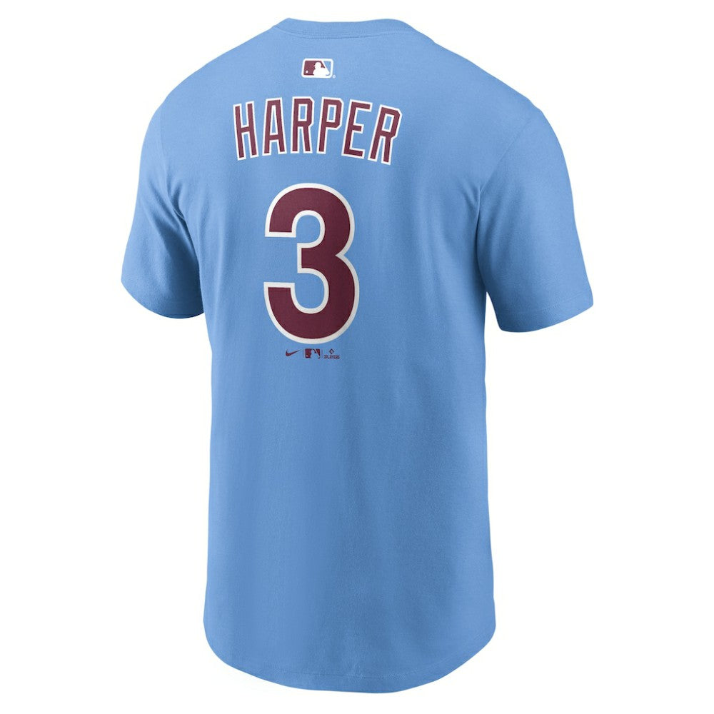 Bryce Harper Philadelphia Phillies Nike Name & Number T-Shirt - Light Blue T-shirts