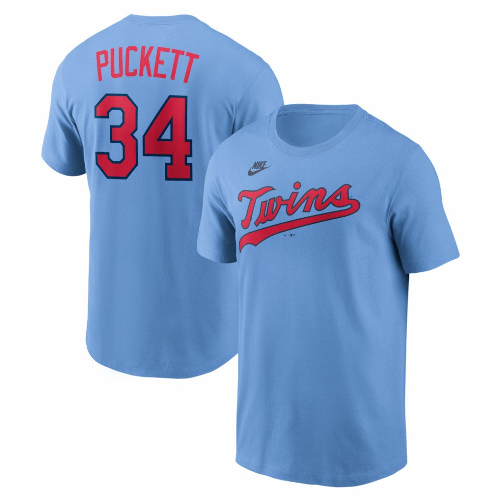 Kirby Puckett Minnesota Twins Nike Cooperstown Collection Name & Number T-Shirt - Light Blue T-shirts