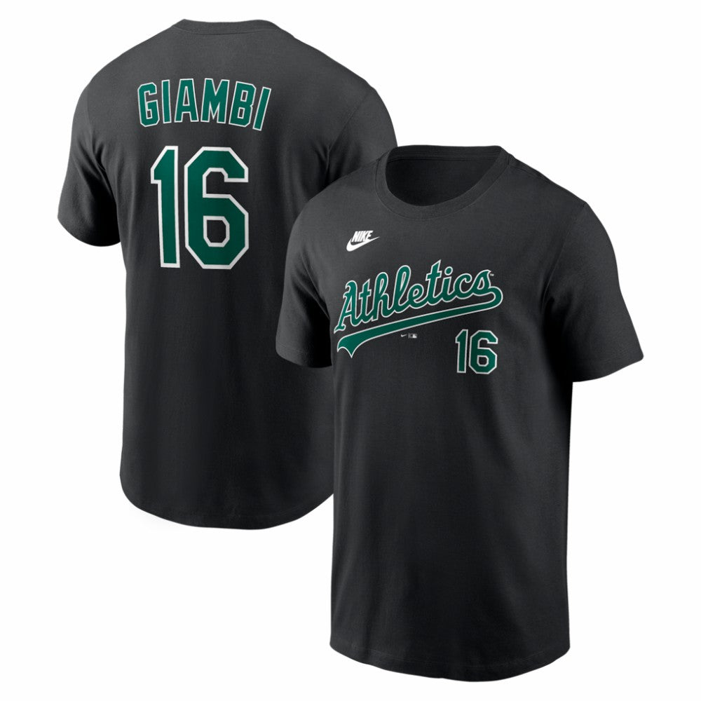 Jason Giambi Athletics Nike Cooperstown Collection Name & Number T-Shirt - Black T-shirts