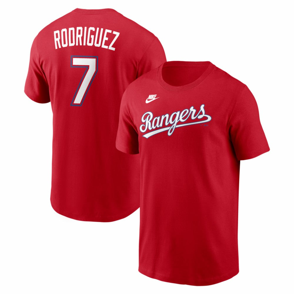 Ivan Rodriguez Texas Rangers Nike Cooperstown Collection Name & Number T-Shirt - Red T-shirts
