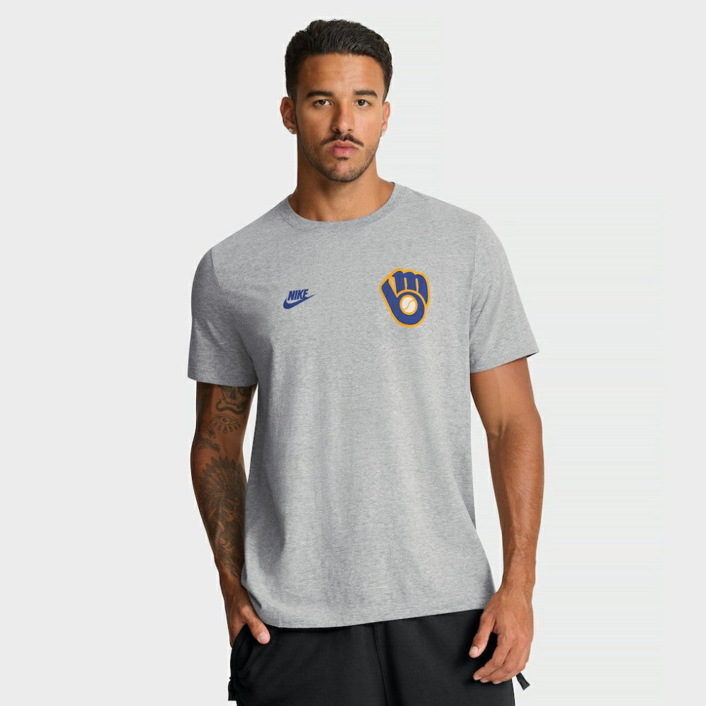 Milwaukee Brewers Nike Cooperstown 2-Hit T-Shirt - Heather Gray T-shirts