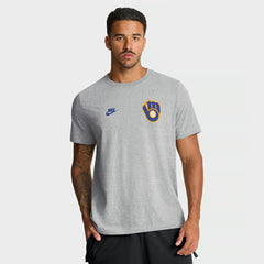Milwaukee Brewers Nike Cooperstown 2-Hit T-Shirt - Heather Gray T-shirts