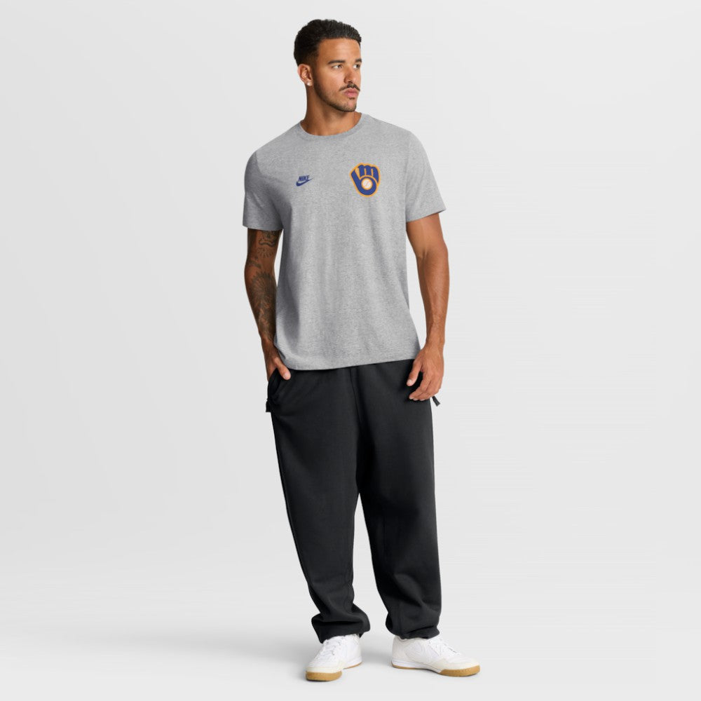 Milwaukee Brewers Nike Cooperstown 2-Hit T-Shirt - Heather Gray T-shirts