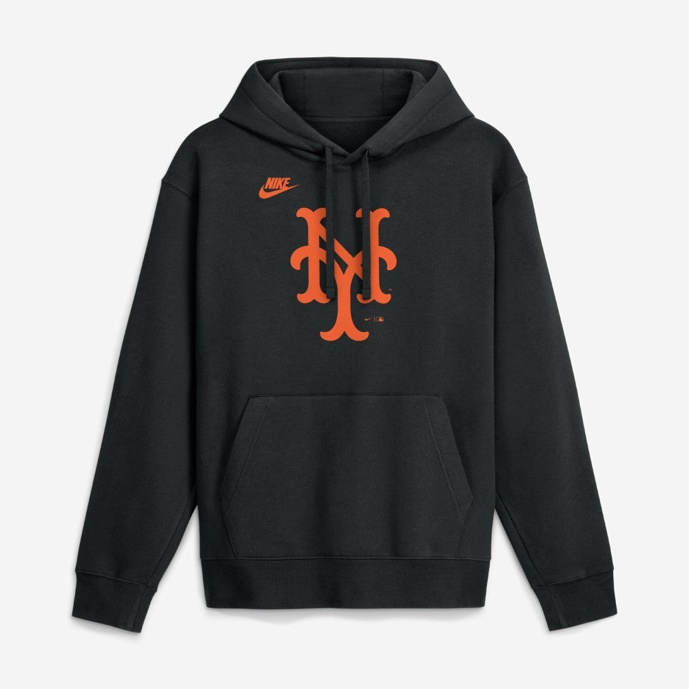 New York Mets Nike Cooperstown Collection Logo Club Hoodie - Black Hoodies