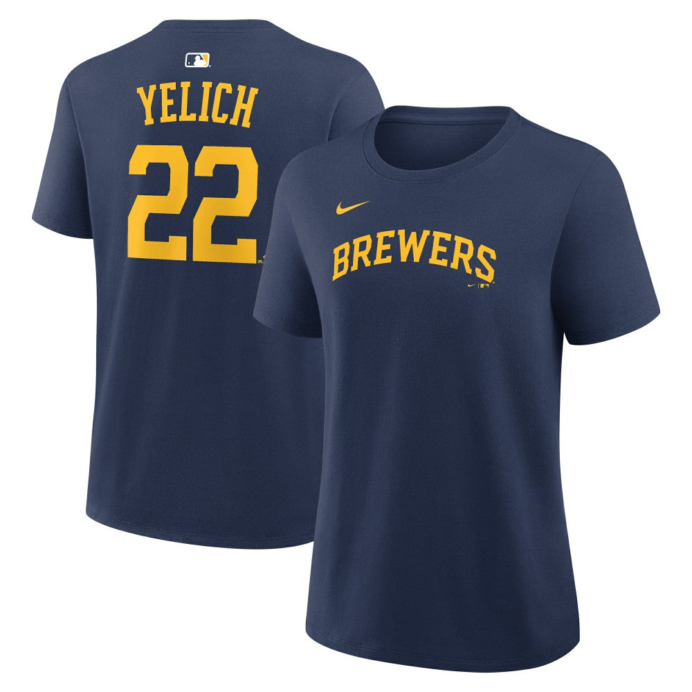 Christian Yelich Milwaukee Brewers Nike Women's Name & Number T-Shirt - Navy T-shirts