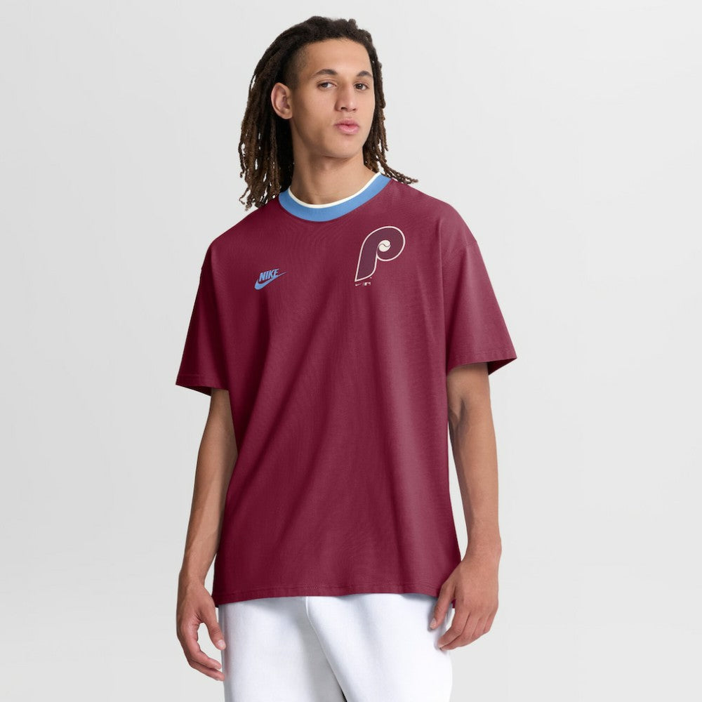 Philadelphia Phillies Nike Cooperstown Collection Ringer T-Shirt - Burgundy T-shirts