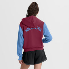 Philadelphia Phillies Nike Women's Cooperstown Collection Cropped Full-Zip Hoodie - Burgundy/Light Blue Hoodies