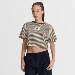 San Diego Padres Nike Women's Cooperstown Collection Striped Cropped T-Shirt - Brown/Cream T-shirts
