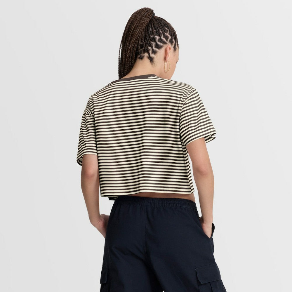 San Diego Padres Nike Women's Cooperstown Collection Striped Cropped T-Shirt - Brown/Cream T-shirts