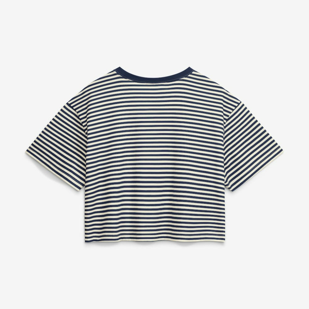 Houston Astros Nike Women's Cooperstown Collection Striped Cropped T-Shirt - Navy/Cream T-shirts