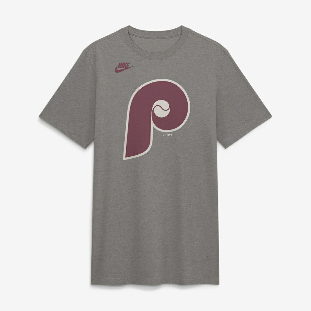 Philadelphia Phillies Nike Cooperstown Logo Tri-Blend T-Shirt - Heather Charcoal T-shirts