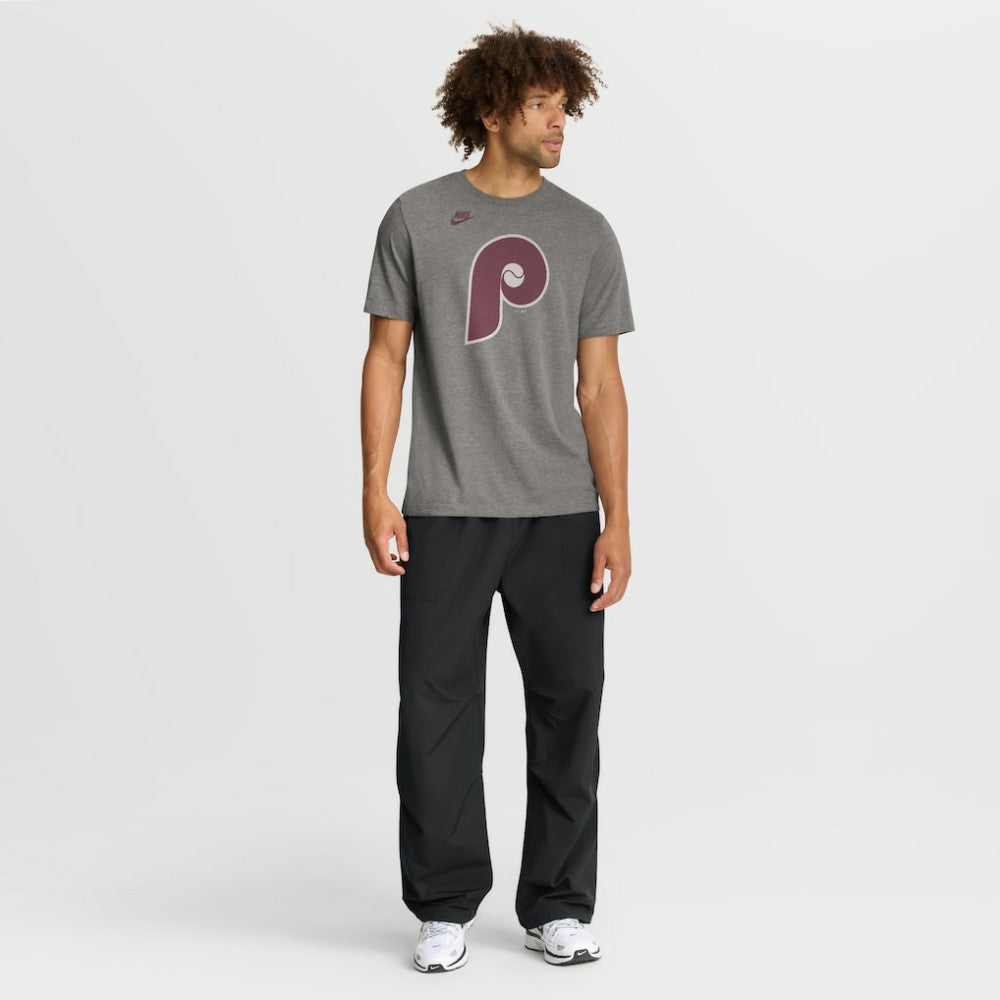 Philadelphia Phillies Nike Cooperstown Logo Tri-Blend T-Shirt - Heather Charcoal T-shirts
