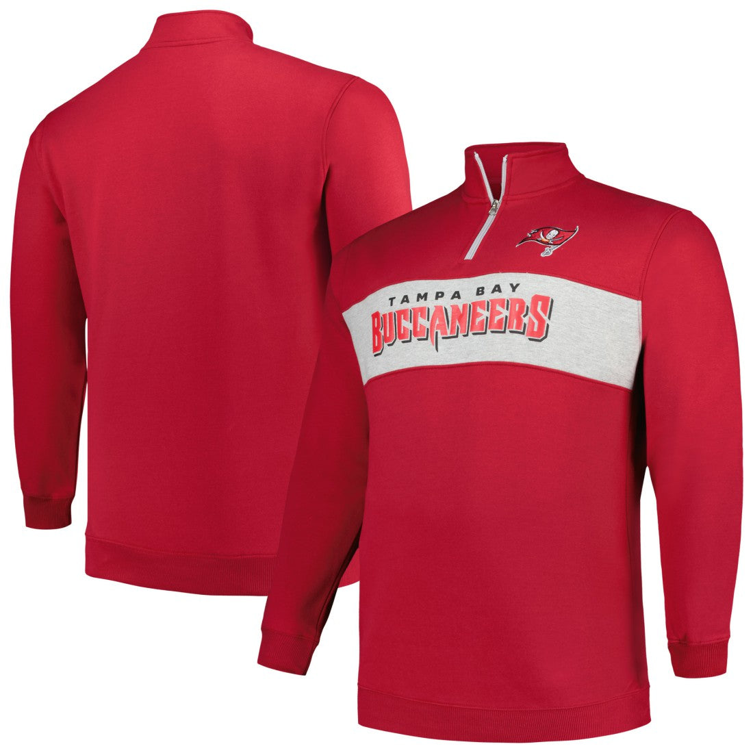 Tampa Bay Buccaneers Profile Big & Tall Fleece Quarter-Zip Jacket Red
