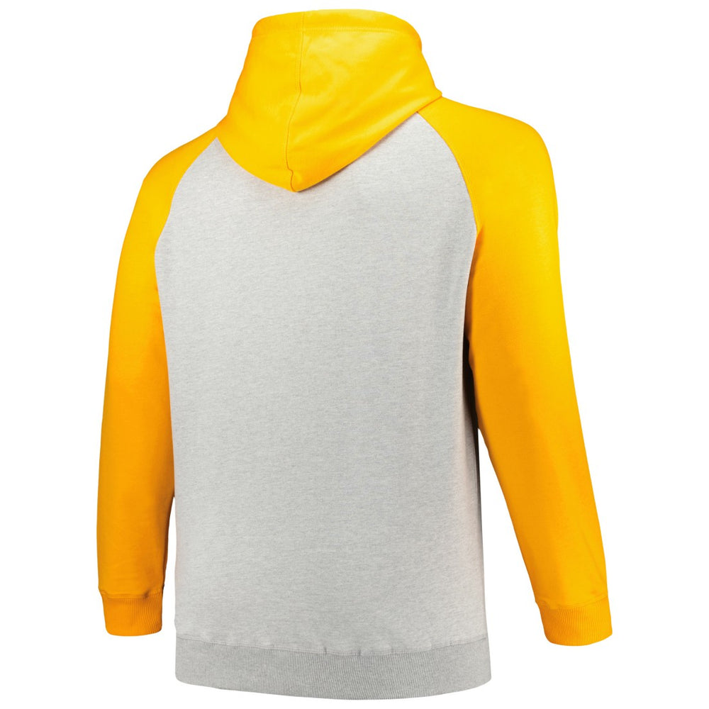 Tampa Bay Buccaneers Profile Big & Tall Favorite Arch Throwback Raglan Pullover Hoodie Heather Gray/Orange
