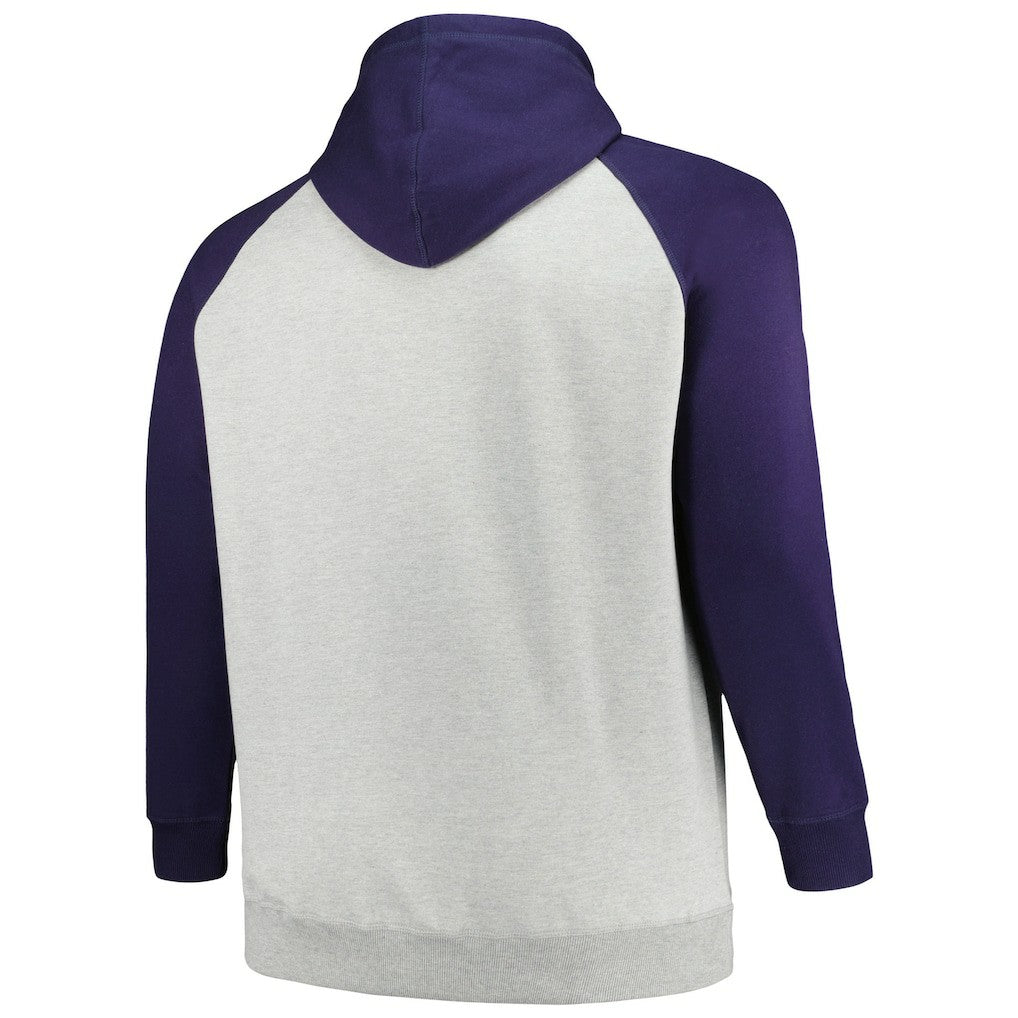 Dallas Cowboys Profile Big & Tall Favorite Arch Throwback Raglan Pullover Hoodie Heather Gray/Navy