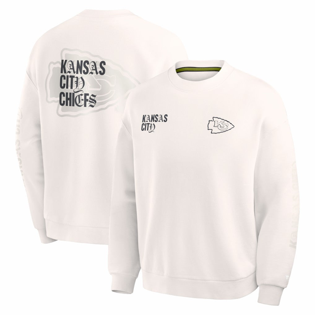 Kansas City Chiefs Oversized Type Play Multi Sweatshirt Cream