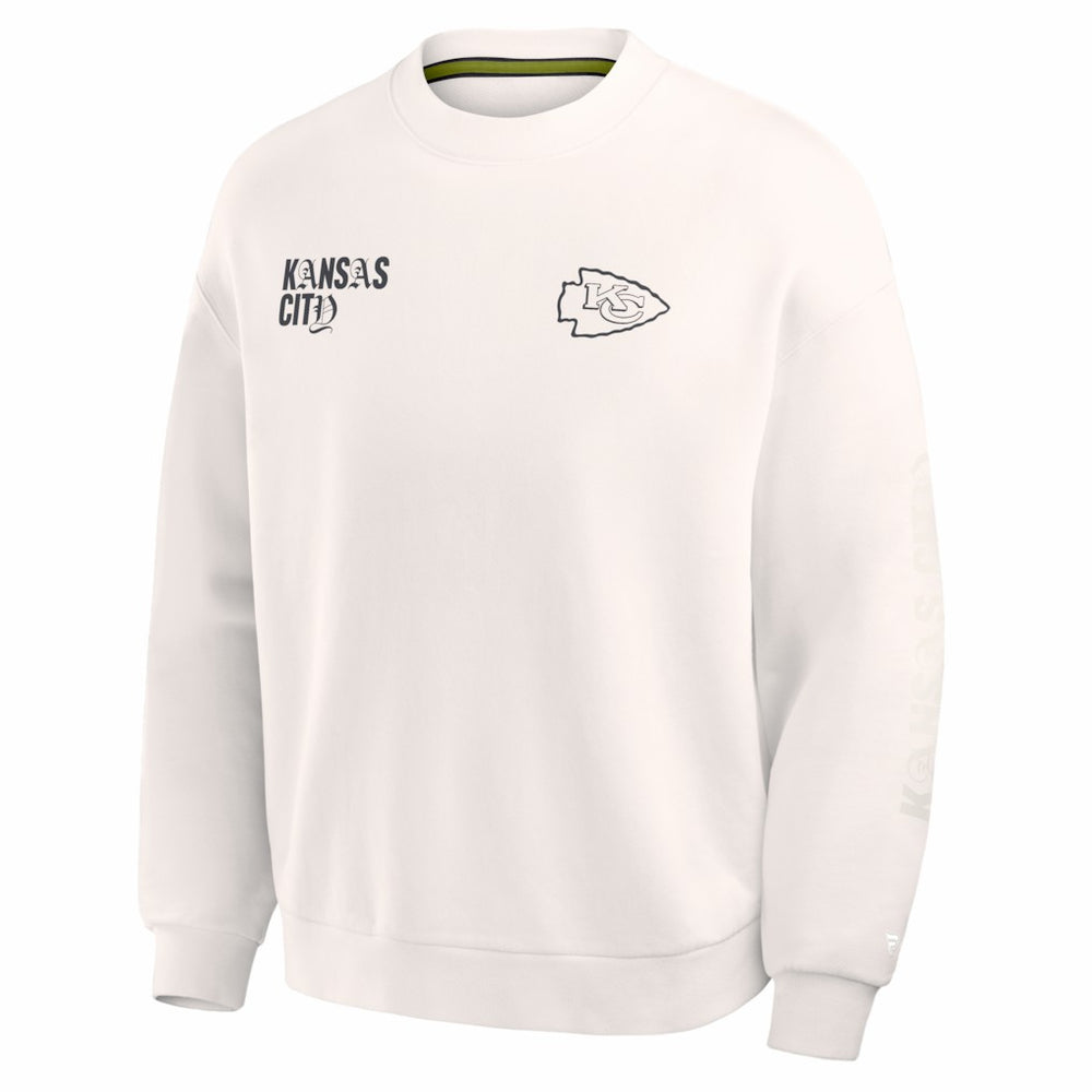 Kansas City Chiefs Oversized Type Play Multi Sweatshirt Cream