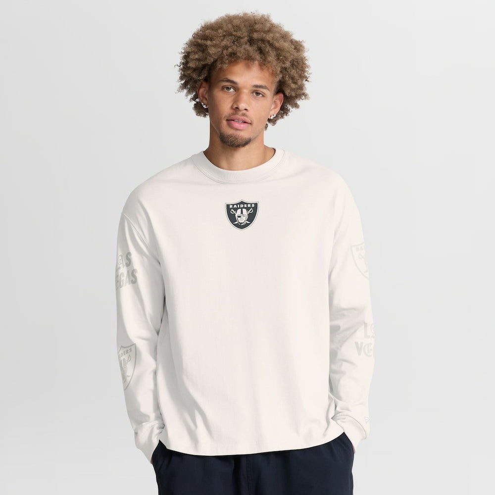 Las Vegas Raiders Oversized Type Play Long Sleeve T-Shirt Gray