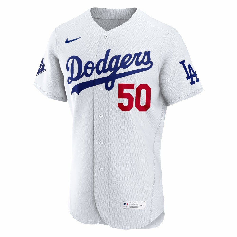 Mookie Betts Los Angeles Dodgers Nike Home Authentic Sponsor Patch Jersey - White Jerseys