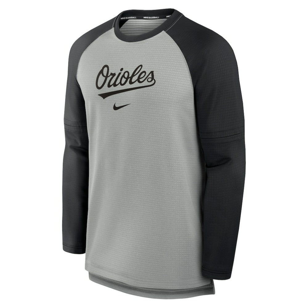 Baltimore Orioles Nike Authentic Collection Game Time Raglan Performance Long Sleeve T-Shirt - Heather Gray/Black T-shirts