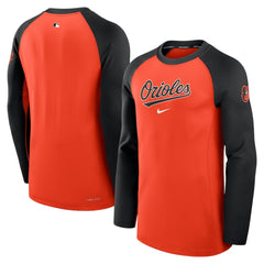 Baltimore Orioles Nike Authentic Collection Game Time Dri-FIT Raglan Long Sleeve T-Shirt - Orange/Black T-shirts