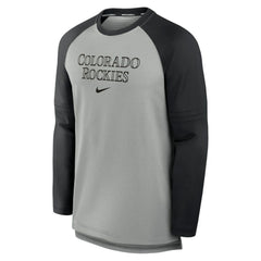 Colorado Rockies Nike Authentic Collection Game Time Raglan Performance Long Sleeve T-Shirt - Heather Gray/Black T-shirts