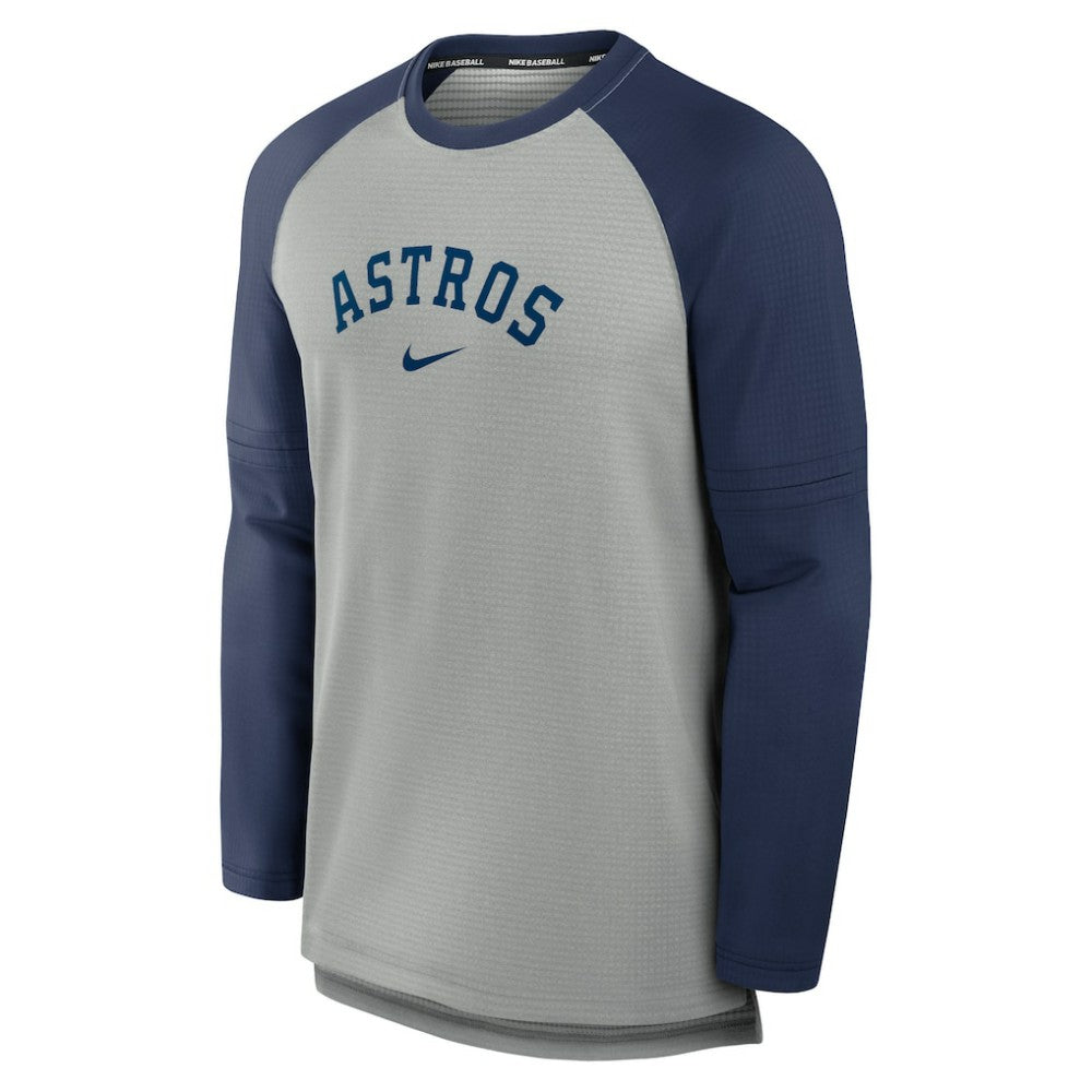 Houston Astros Nike Authentic Collection Game Time Raglan Performance Long Sleeve T-Shirt - Heather Gray/Navy T-shirts