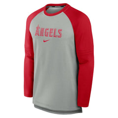 Los Angeles Angels Nike Authentic Collection Game Time Raglan Performance Long Sleeve T-Shirt - Heather Gray/Red T-shirts