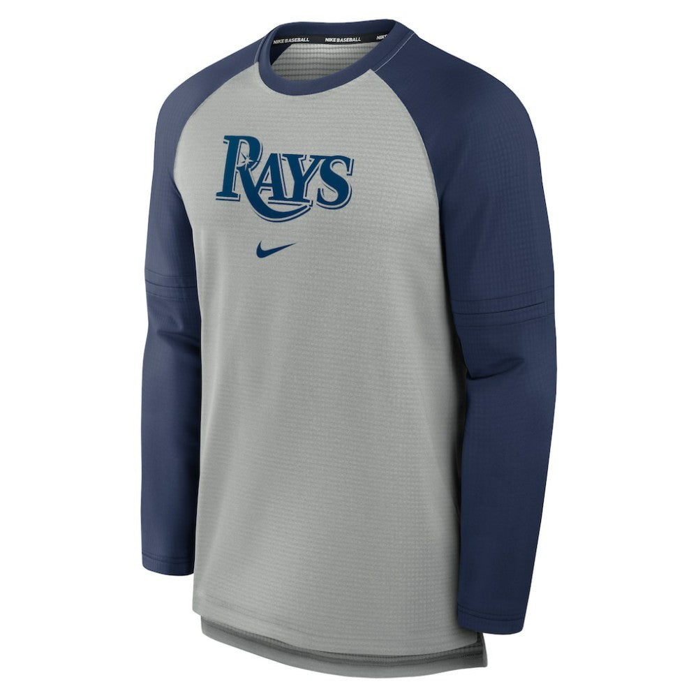 Tampa Bay Rays Nike Authentic Collection Game Time Raglan Performance Long Sleeve T-Shirt - Heather Gray/Navy T-shirts