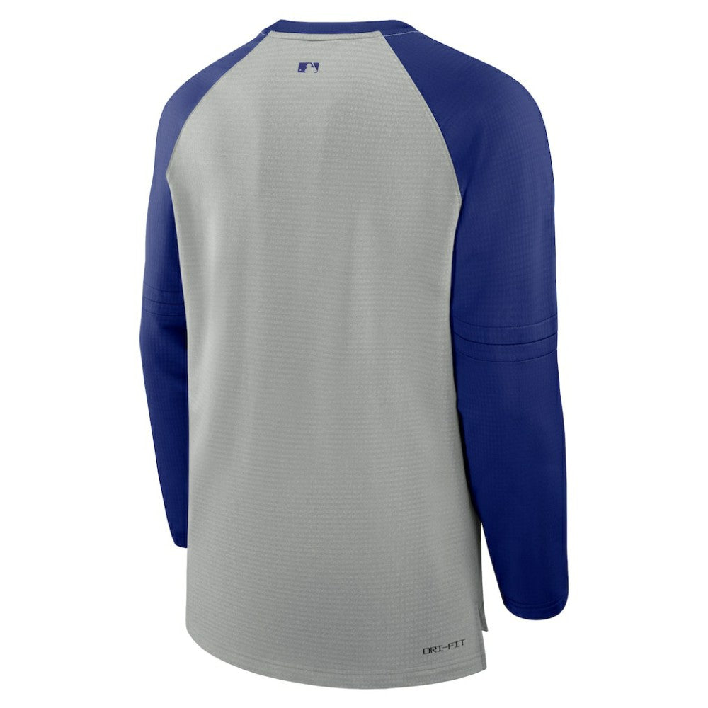 Texas Rangers Nike Authentic Collection Game Time Raglan Performance Long Sleeve T-Shirt - Heather Gray/Royal T-shirts