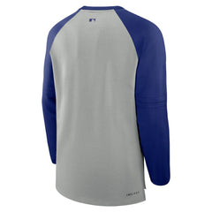 Texas Rangers Nike Authentic Collection Game Time Raglan Performance Long Sleeve T-Shirt - Heather Gray/Royal T-shirts