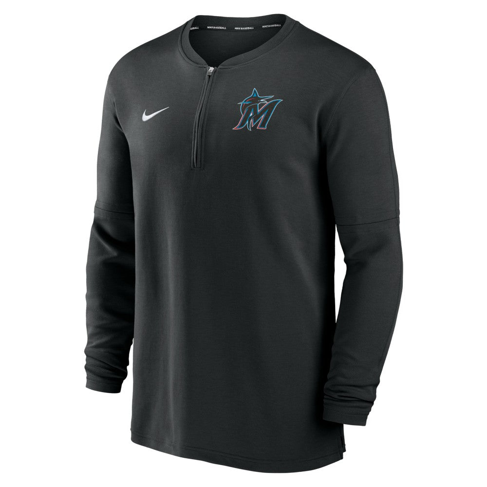 Miami Marlins Nike Authentic Collection Game Time Performance Quarter-Zip Top - Black Tops