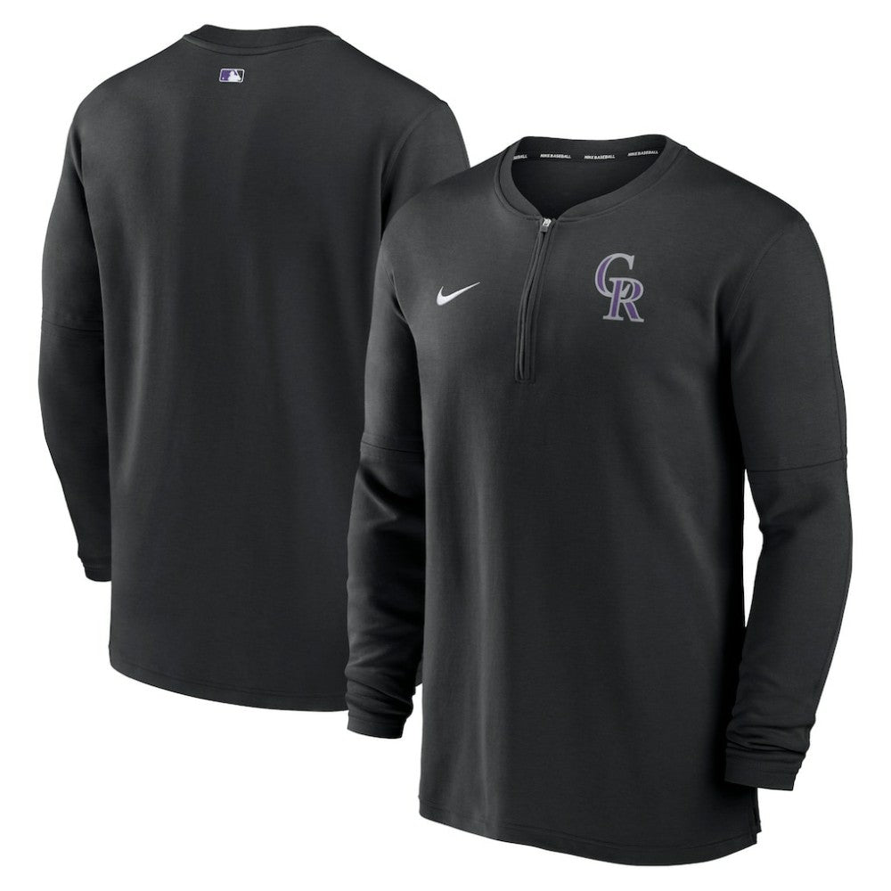 Colorado Rockies Nike Authentic Collection Game Time Performance Quarter-Zip Top - Black Tops