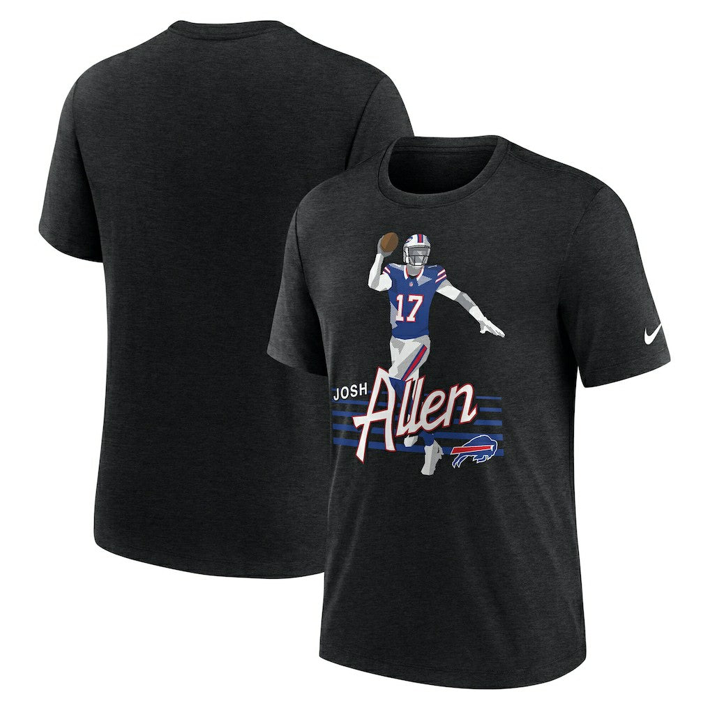 Josh Allen Buffalo Bills Player Graphic T-Shirt Heather Black