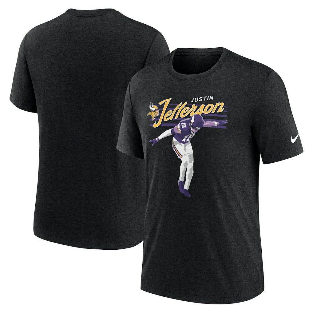 Justin Jefferson Minnesota Vikings Player Graphic T-Shirt Heather Black